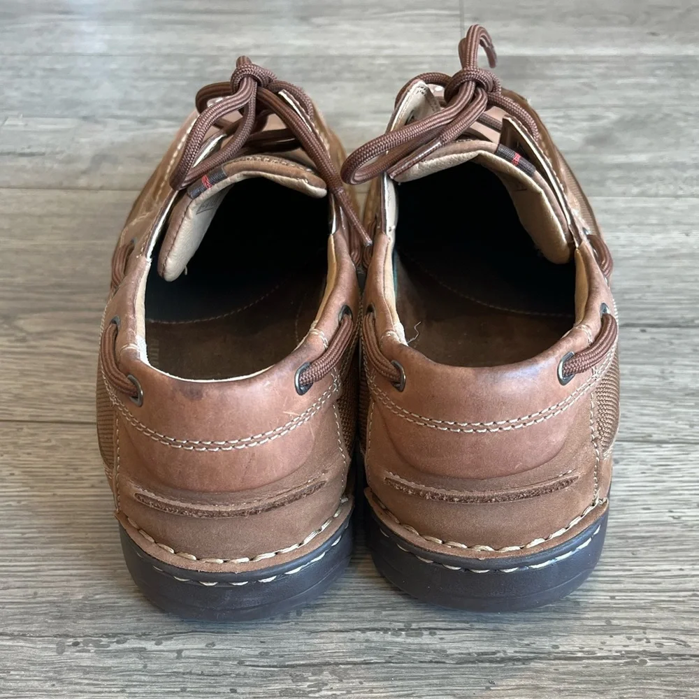 Clarks Men's Waterloo Boat Shoe Brown Leather Pull On Ortholite Footbed Size 11